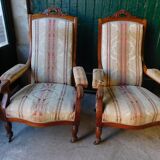 Paire de fauteuils voltaire Napoleon lll en acajou du XlX ème siecle ref je