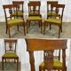 Set of 6 Directoire style cherry wood chairs, 1960s.
