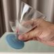 Set of 4 Vintage Frosted Blue & White Cocktail / Water Glasses