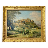 A painting representing a village in Tuscany.