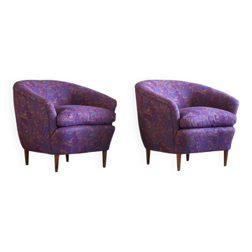 Gio Ponti, Casa E Giardino, a pair of lounge chairs, reupholstered, 1940s