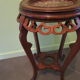 Old wooden and marble side table