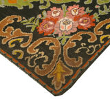 Handwoven Vintage Flatweave Black Kilim 208 cm x 330 cm - 23429