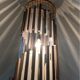 Walnut and plexiglass tube pendant light