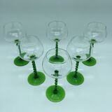 6 wine glasses with crystal twisted foot