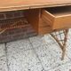 Vintage desk with 3 rattan drawers by Louis Sognot 1960