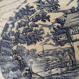 Set of 4 dinner plates and 4 dessert plates in blue English earthenware