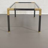 Gunmetal gold metal and smoked glass coffee table from the 70s