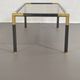 Gunmetal gold metal and smoked glass coffee table from the 70s