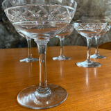 5 old champagne glasses