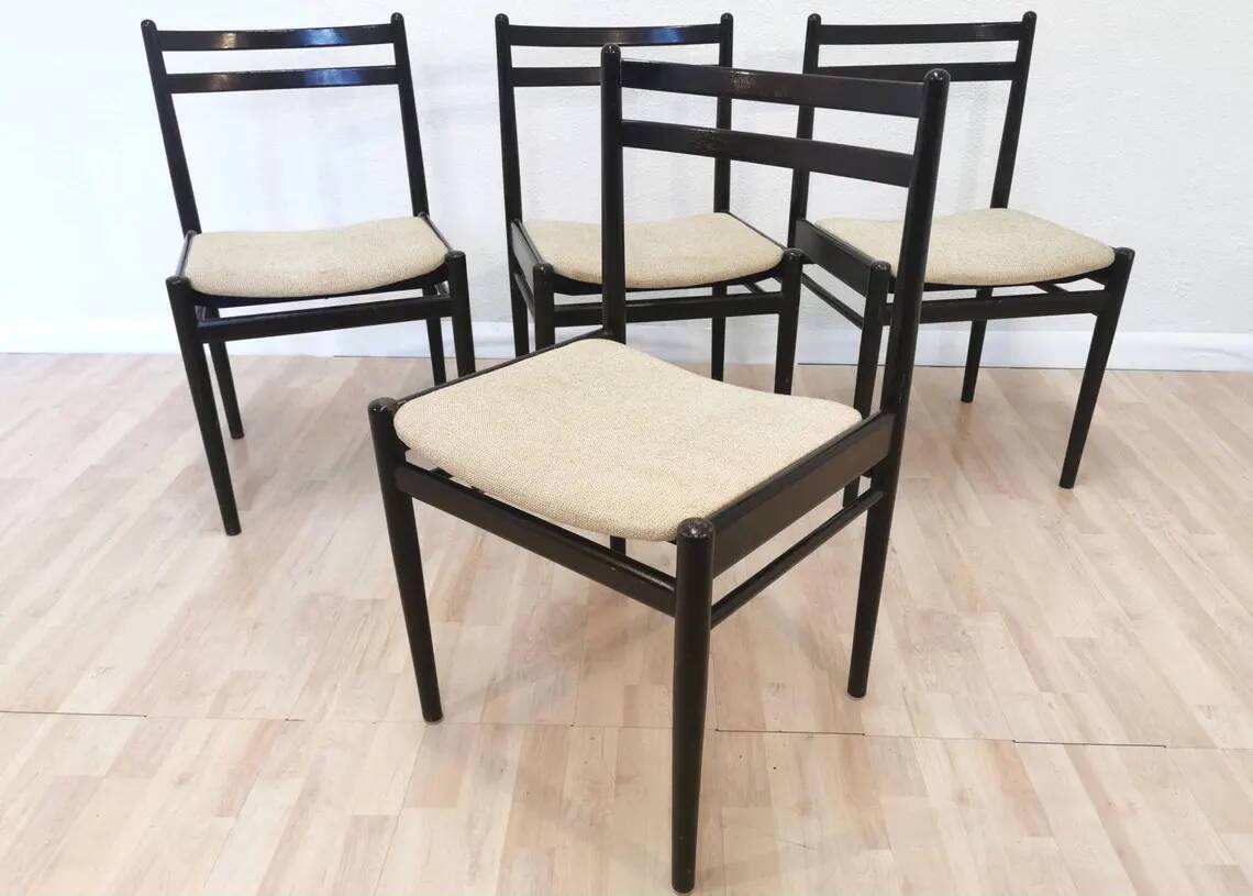 Set of 4 Stol Kamnik Dining Chair: Vintage Scandinavian Beech Wood, Yugosla