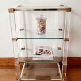 Glass and plexiglass rolling shelf Pierre Vandel