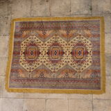 Kazak rug 180x150 cm vintage handmade oriental patterns ochre and burgundy