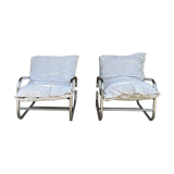 Pair of reupholstered armchairs from the 1970s.