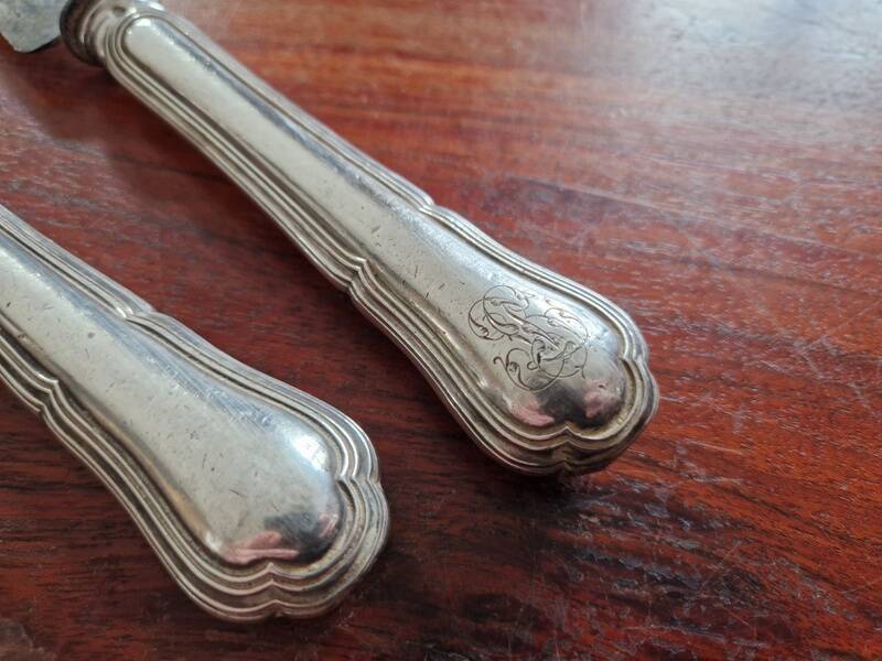 Service carving set with hollow silver handle - Spatours model