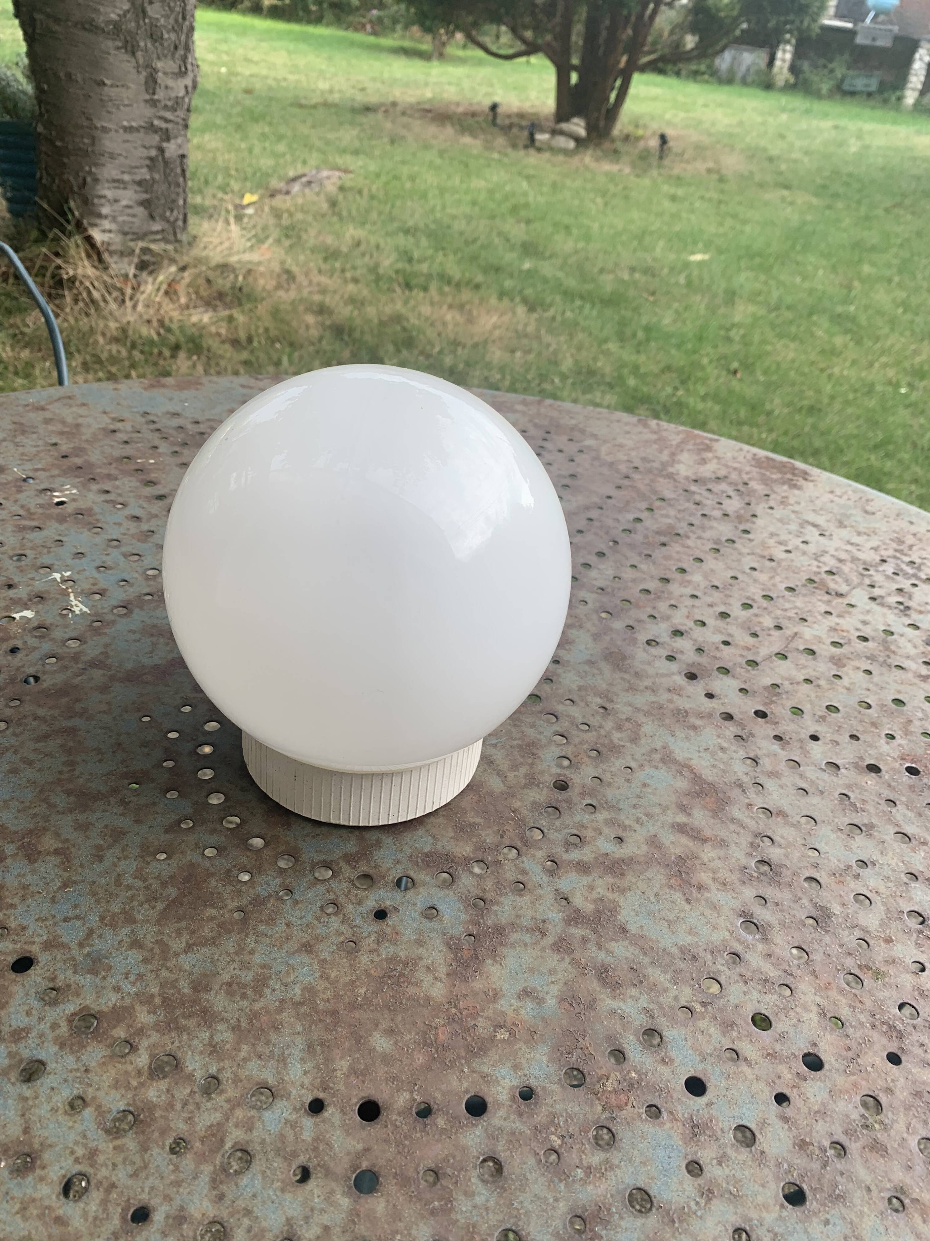 Ceiling light, white opaline globe ball, with base, vintage