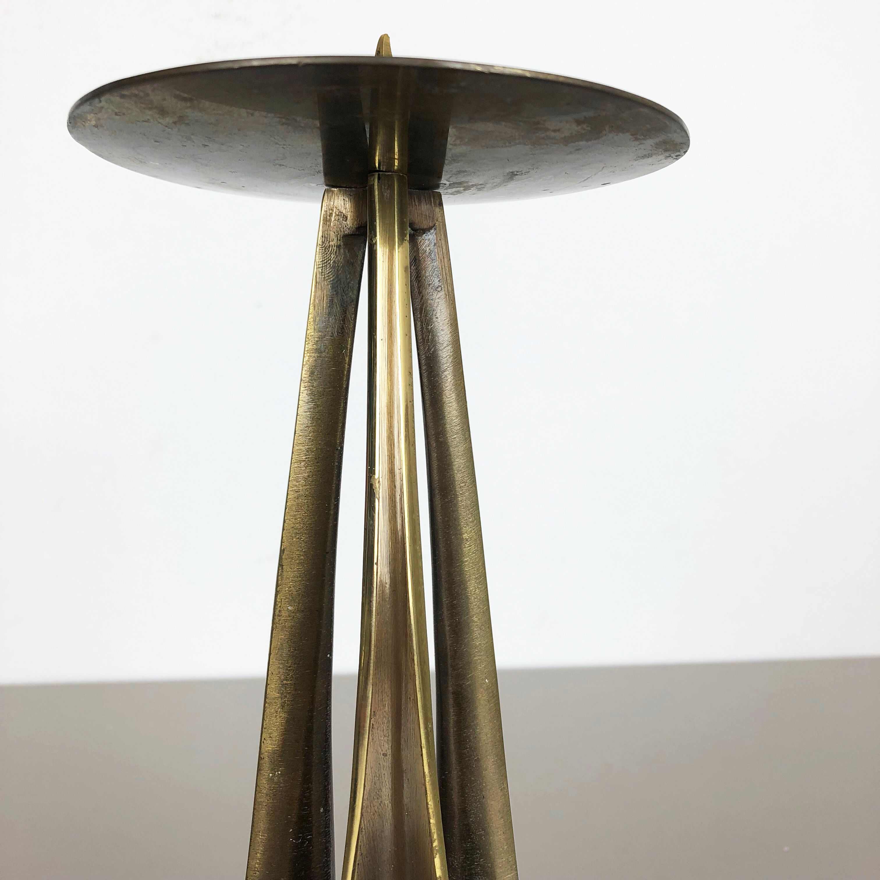Brutalist Brass Metal Candleholder by Klaus Ullrich for Faber & Schumacher 1950s