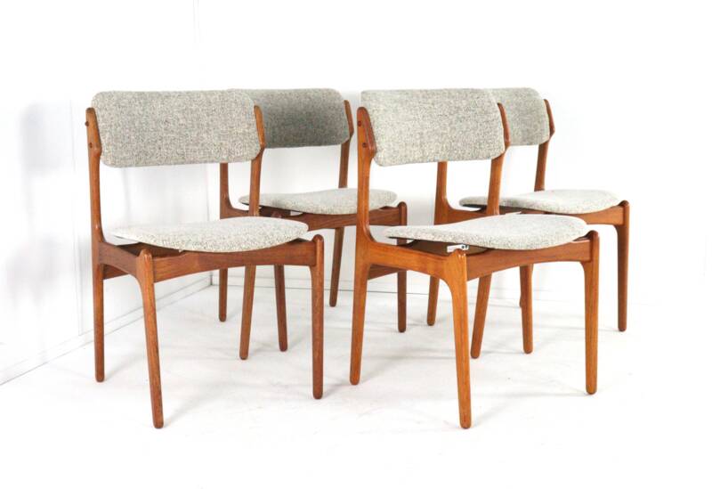 Set of 4 Erik Buch chairs for O.D. Møbler model 49 'Bur' - danish design