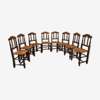 Lot of 8 old walnut chairs