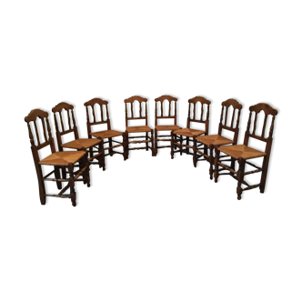 Lot of 8 old walnut chairs