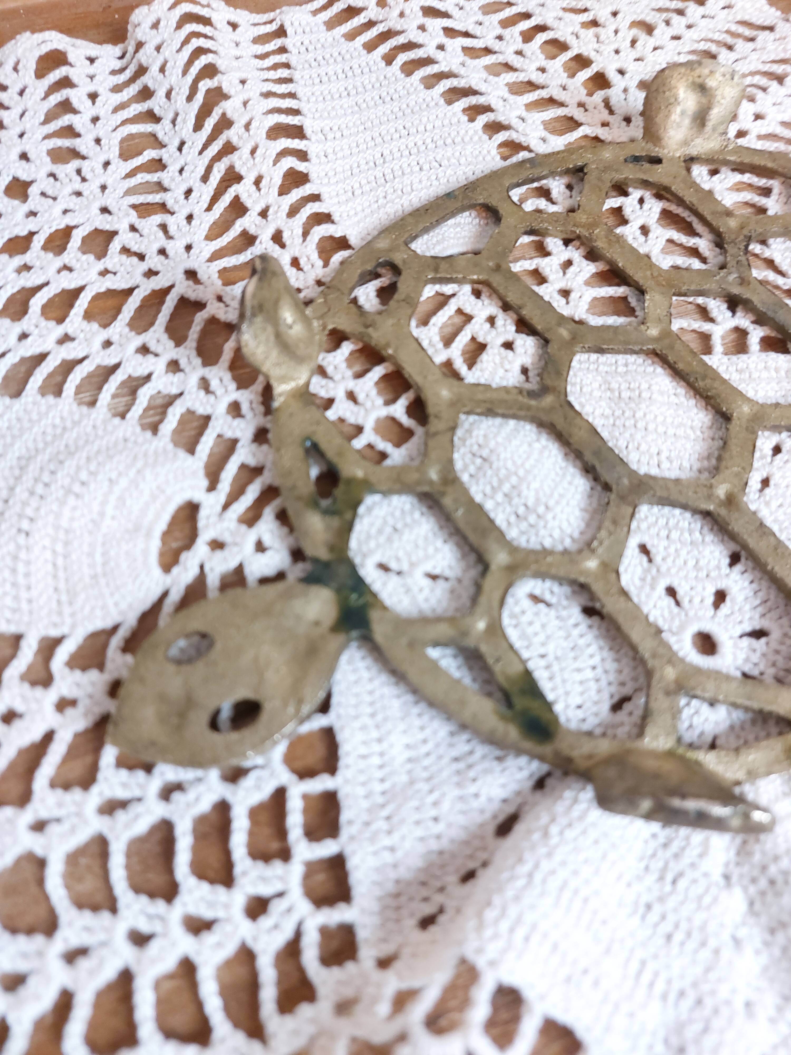 Old brass turtle trivet