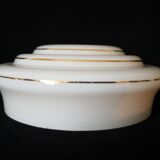 pendant lamp/lampshade/art deco in white opaline/gold lines