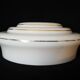 pendant lamp/lampshade/art deco in white opaline/gold lines