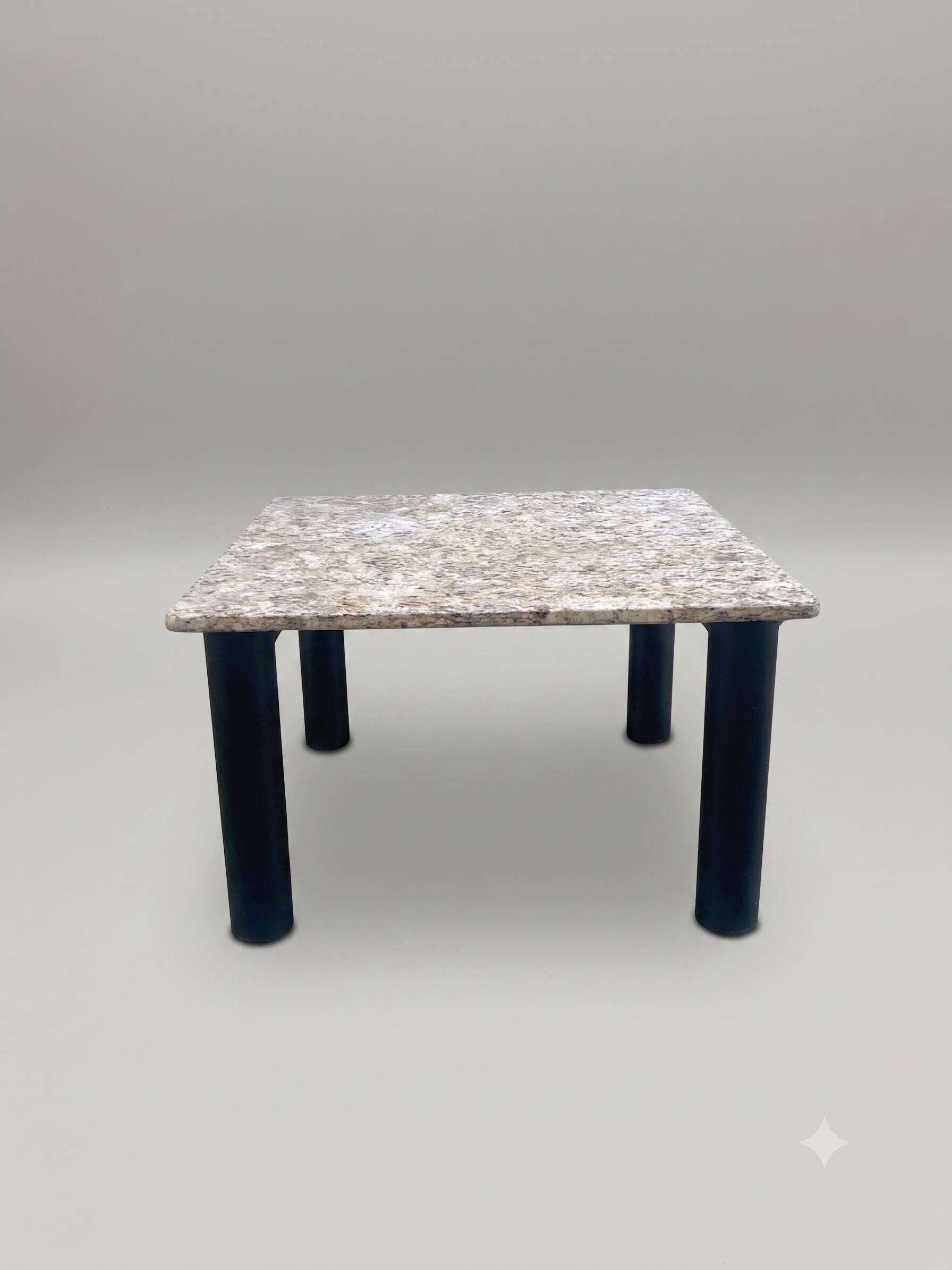 Square coffee table in granite and black metal – Minimalist / Brutalist Design