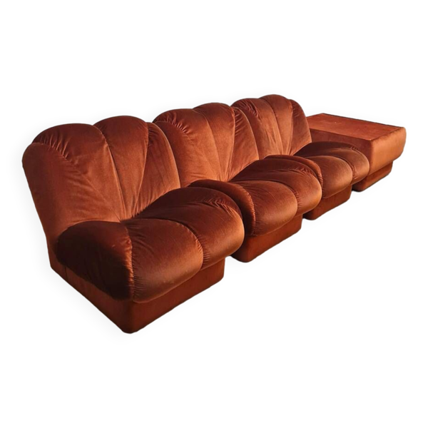 Canapé modulable design italien vintage 'Orange brûlé'