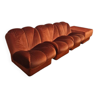 Vintage Italian design modular sofa 'Burnt orange'