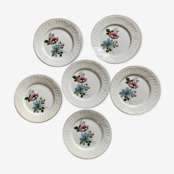 Lot de 6 assiettes plates KG Luneville Badonviller