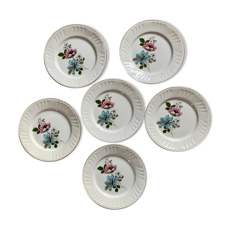 Lot de 6 assiettes plates KG Luneville Badonviller