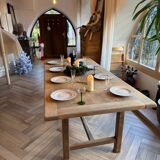 Solid wood farmhouse table with 2 extensions