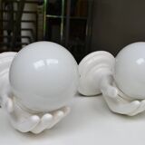 Pair of white ceramic wall lights from the 70s