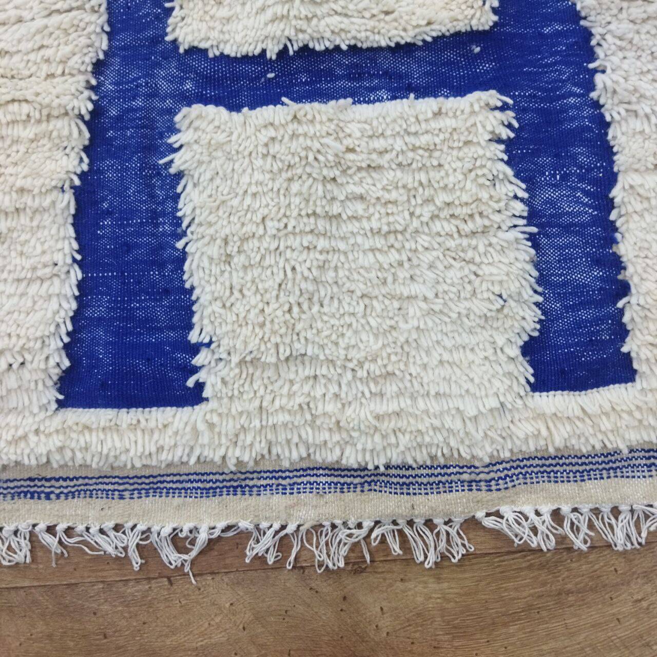 Azilal vintage rug 310x200 cm - Blue geometric patterns