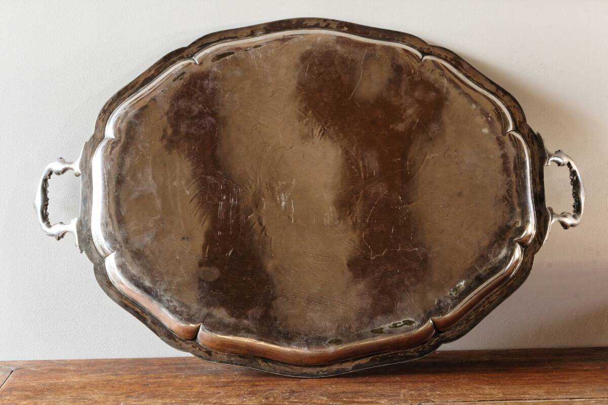 Large silver-plated serving tray, late 19th century.