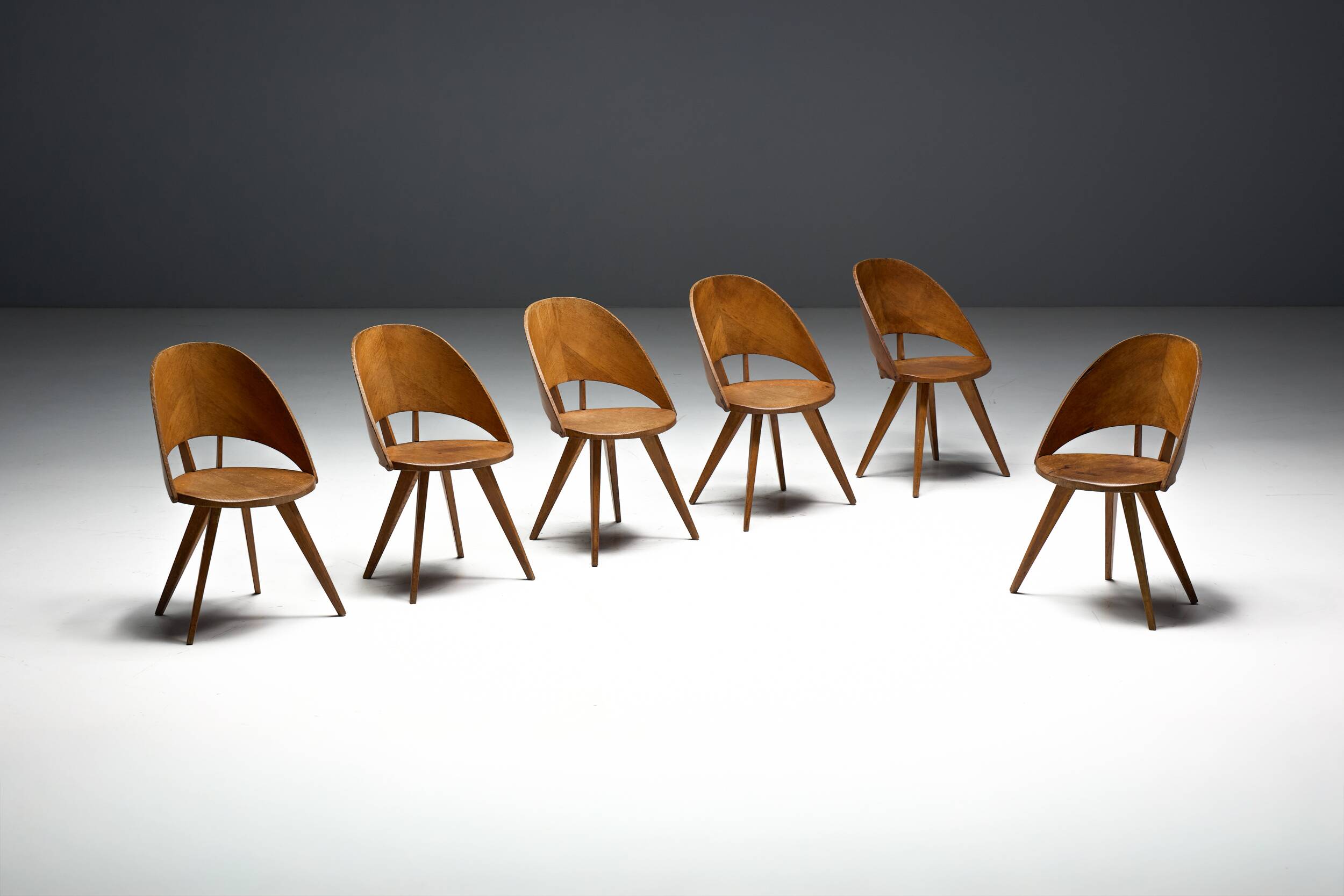 Chaises de salle à manger en contreplaqué, Italie, années 1950
