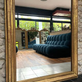 Mirror 153/101cm Louis-Philippe with pediment and pearl gold leaf.