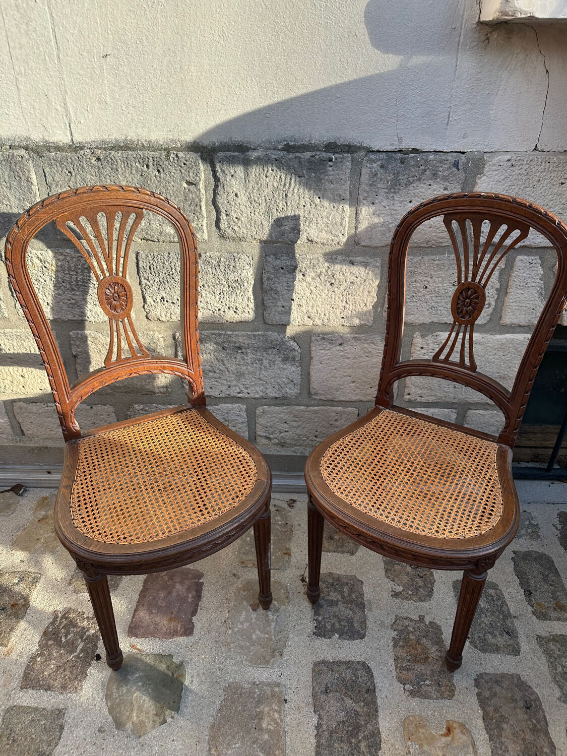 Pair of caned chairs in Louis XVI style