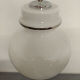 Hanging lamp of the 70s in white opaline
