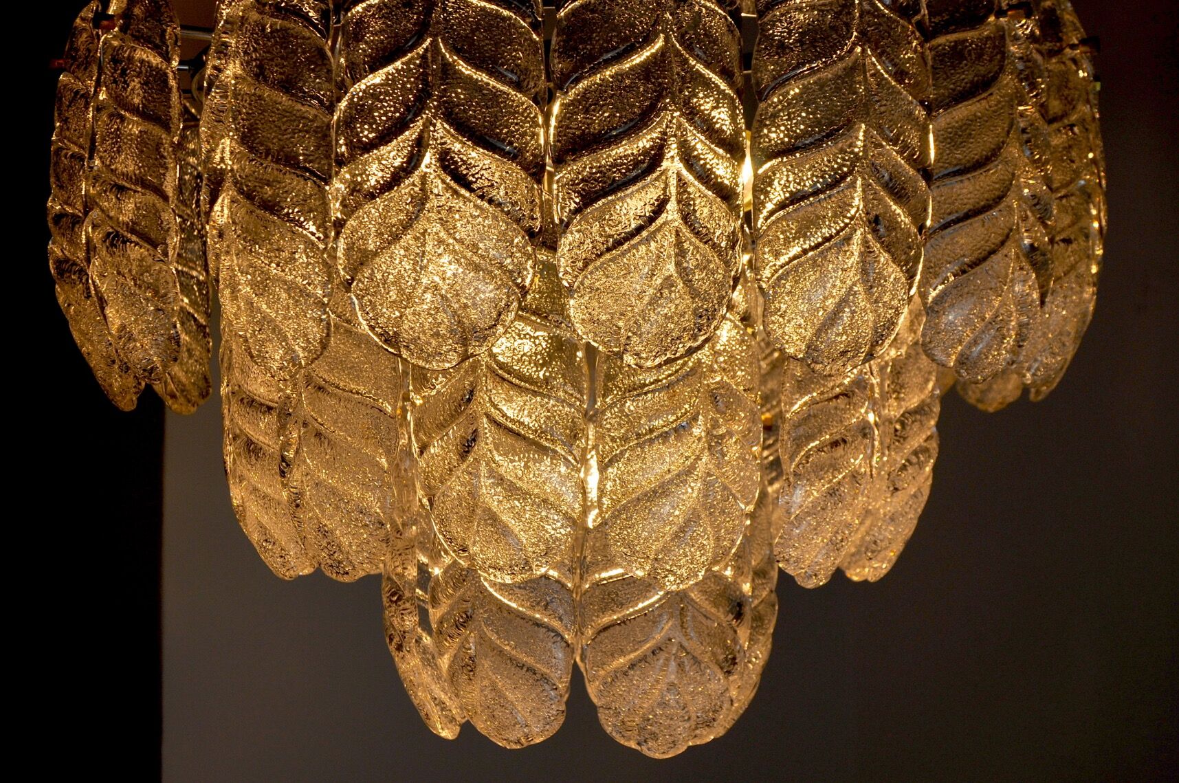 Lustre "Leaves" by Mazzega glass from Murano, Italy, 1970