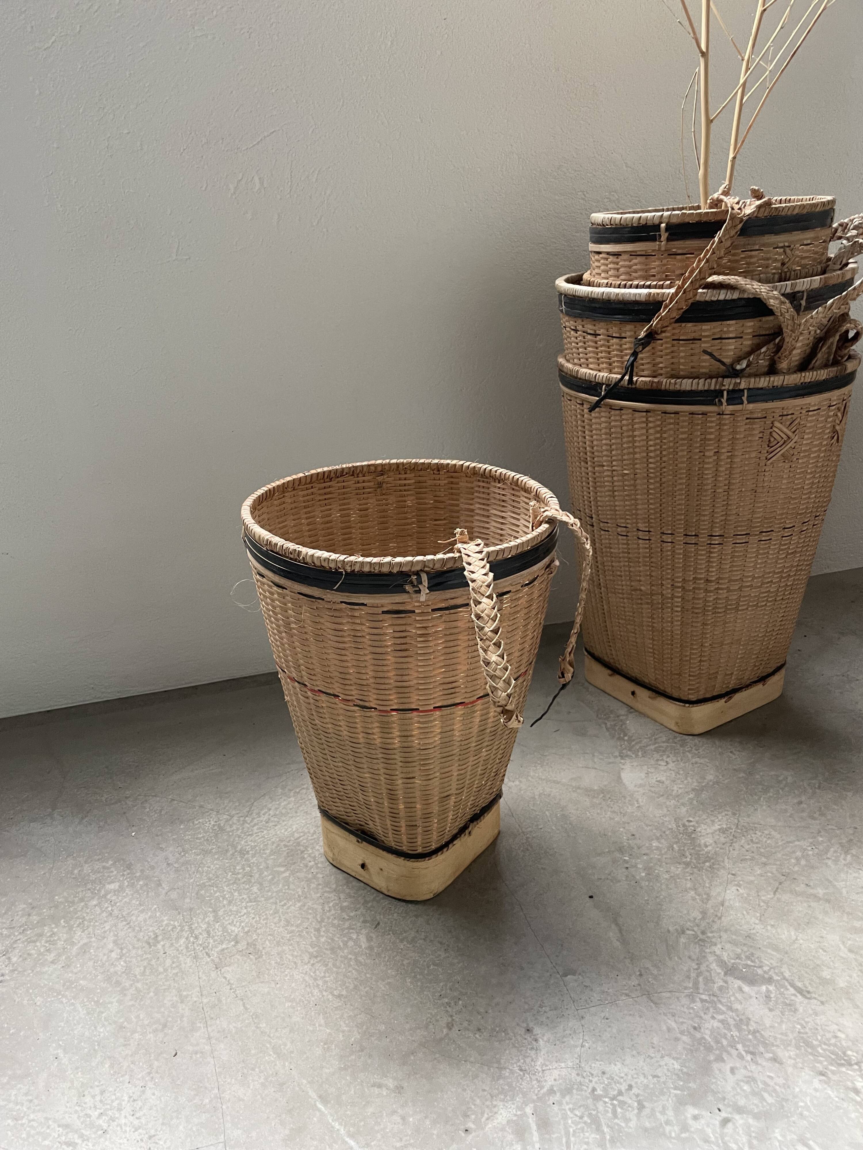 Lot of old grocery baskets