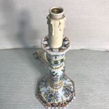 Vintage electrified candleholders in painted ceramic octagonal foot