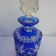 Set of 3 crystal bottles cut cobalt blue and transparent St Louis, Baccarat