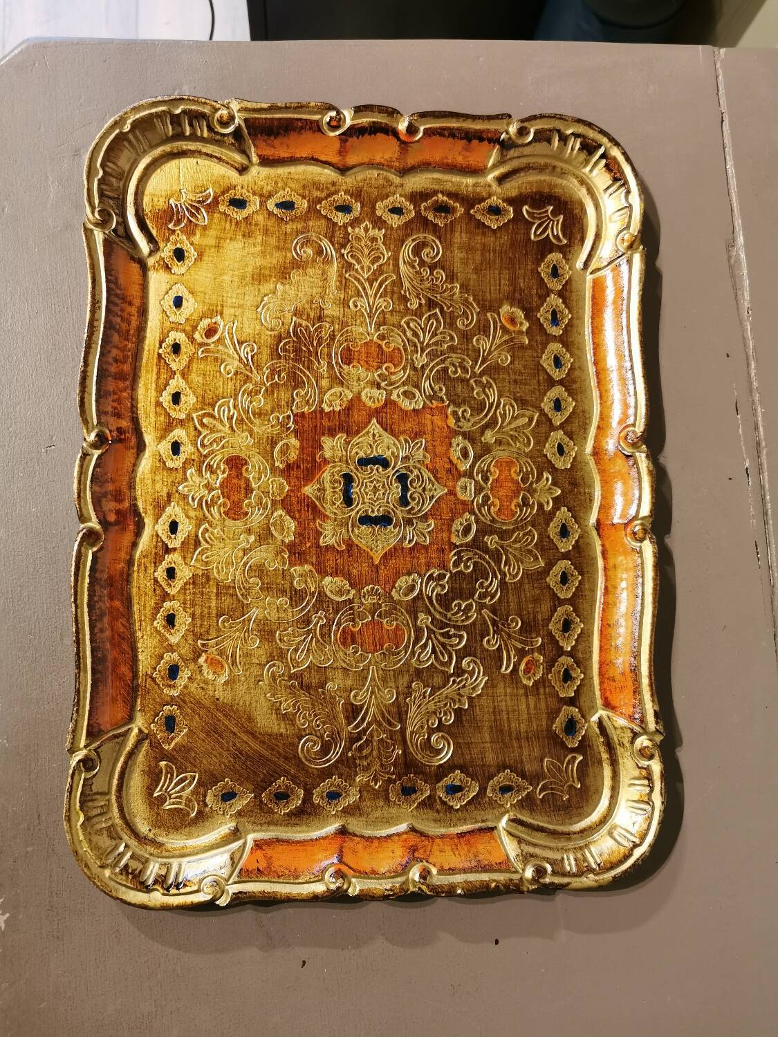 Trio of vintage Florentine trays