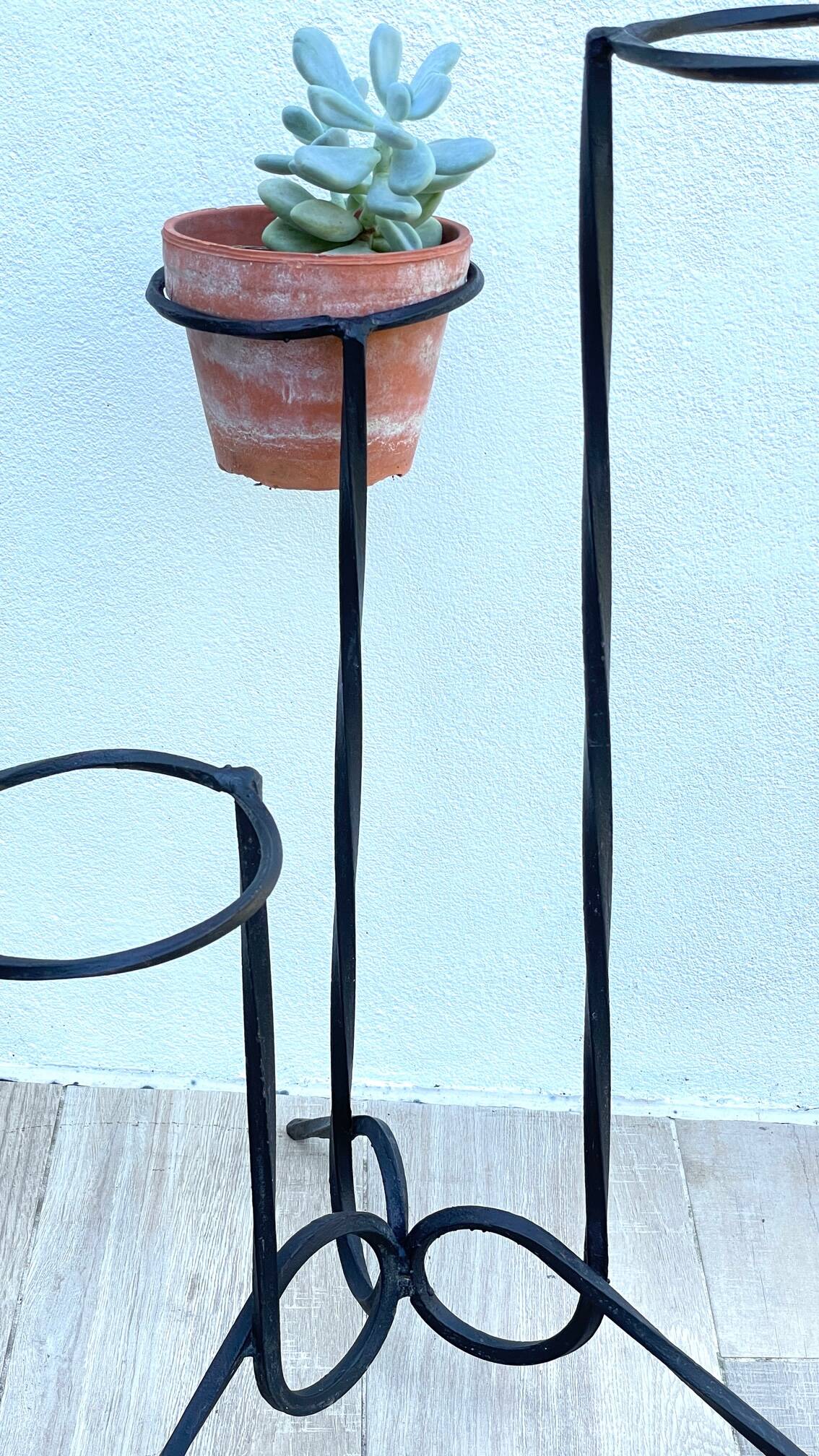 Vintage geometric steel plant holder