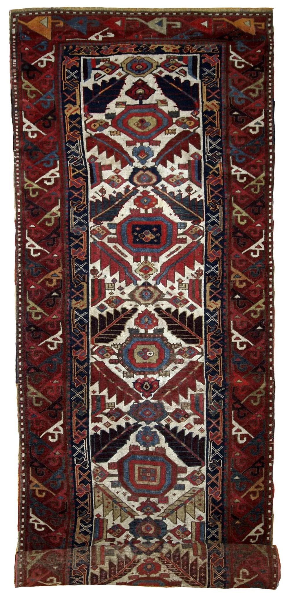 Handmade antique collectible Northwest Persian runner 4' x 14.3' (122cm x 436cm) 1840s - 1B658