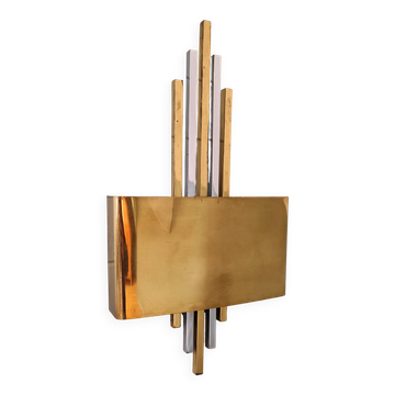 Large brass wall sconce, Hollywood Regency style, 1970s