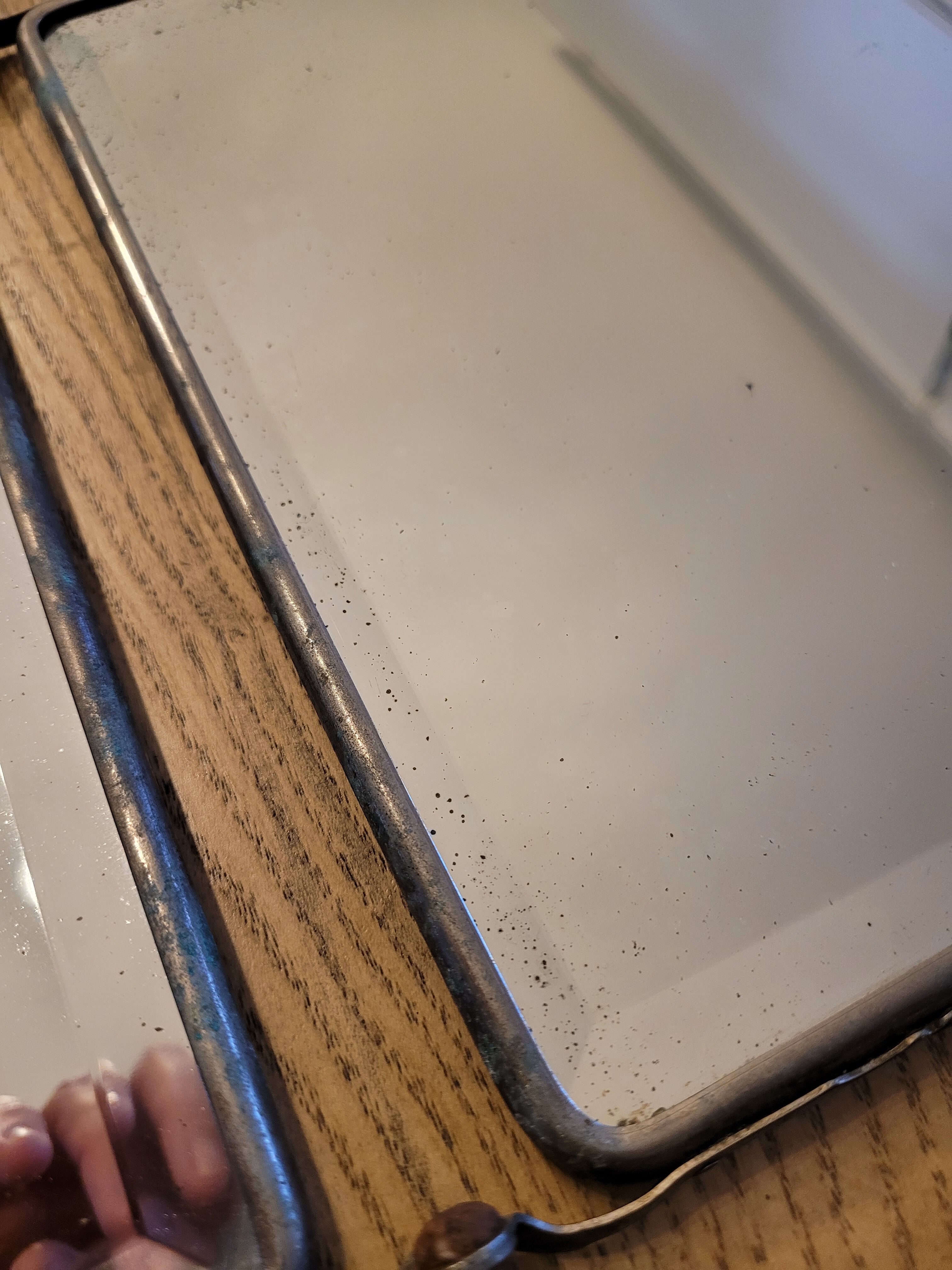 Old beveled triptych barber mirror 60x25cm