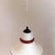 Suspension Années 70 Opaline blanche effet givré et marbré Hauteur 120 cm